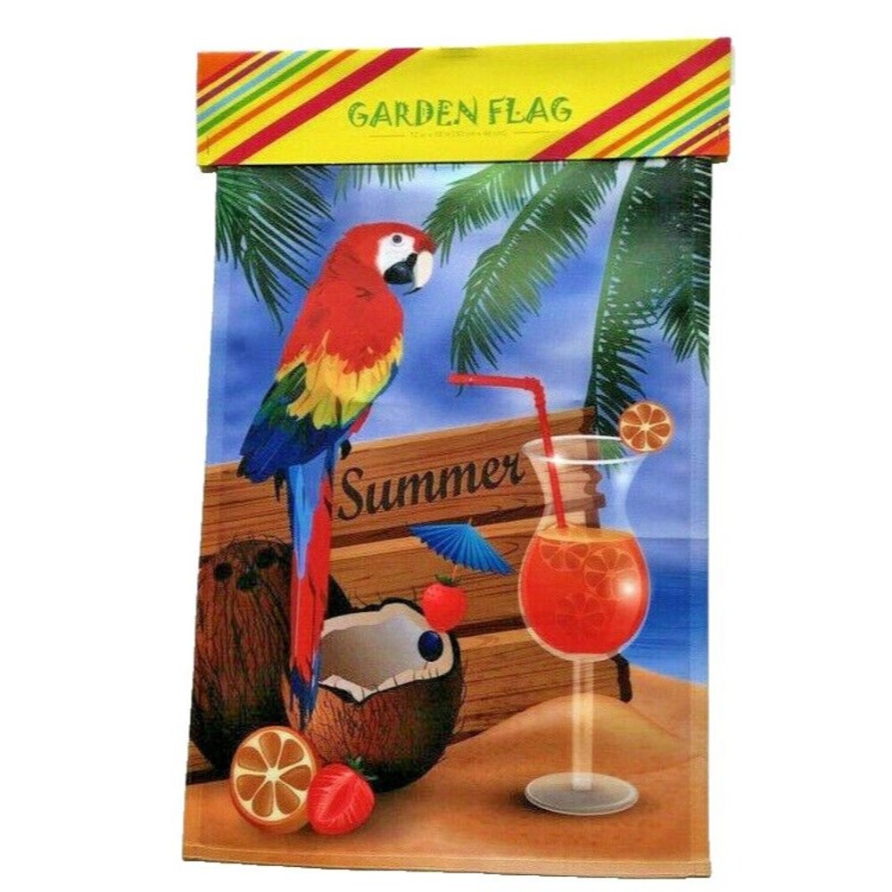 Parrot Cocktail Bird Welcome Yard Garden Flag 12x18 Beach Summer Outdoor Decor